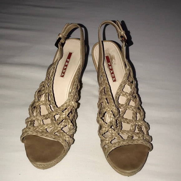Prada braided leather wedge size 38 EU - US 8 - Picture 1 of 8